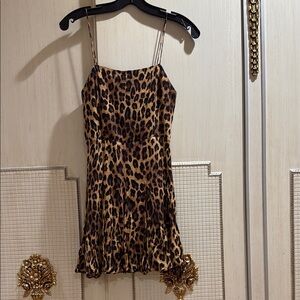 Alice And Olivia Leopard Print Spaghetti Strap Dress